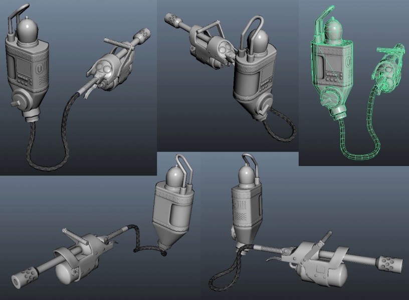 Dr. Necro's Time of Death - Flamethrower Weapon - This was the default playable weapon for one of the in-game characters. The rendering of the weapon is presented through Maya.