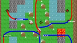 Debug visualization for path finding with bezier curves. This was an early version of the pathfinding feature, and was later refined so that the curvature of path nodes was smoother.