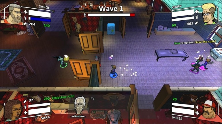 In-game screenshot of Sara, one of the playable characters, completing an objective.