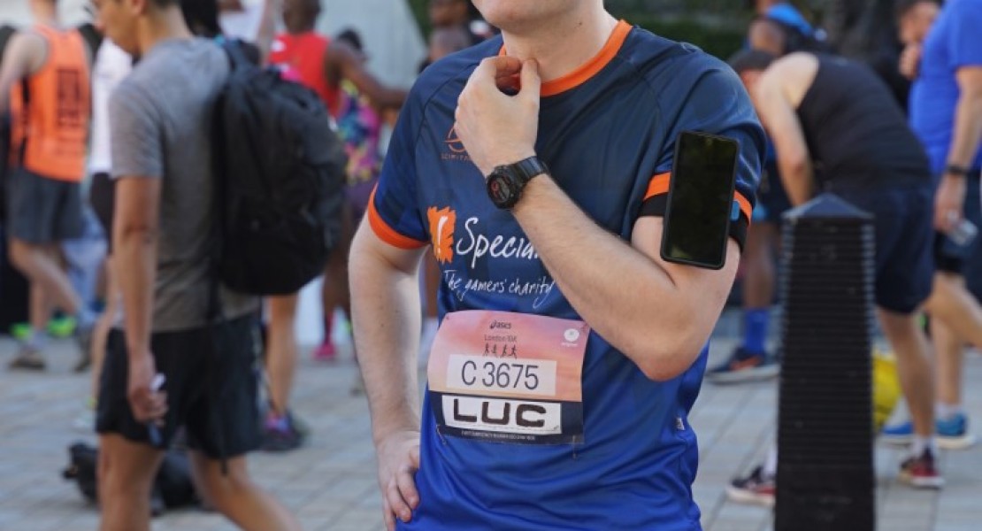 A picture of myself (Luc Shelton) pondering for a brief moment, before running the ASICS London 10K for Special Effect.
